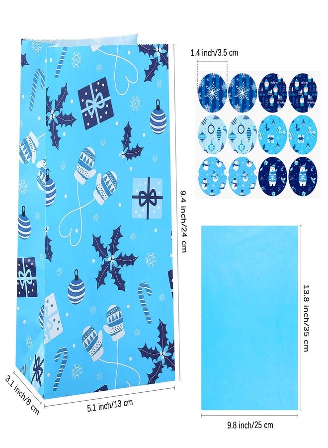 MIMIND 72 Pieces Christmas Winter Candy Paper Bags 6 Design Paper Gift Treat Bags with 72 Tissue Paper and 72 Stickers Paper Candy Gift Bags for Christmas Party Favor, 5.1 x 3.1 x 9.4 Inches - Image 2